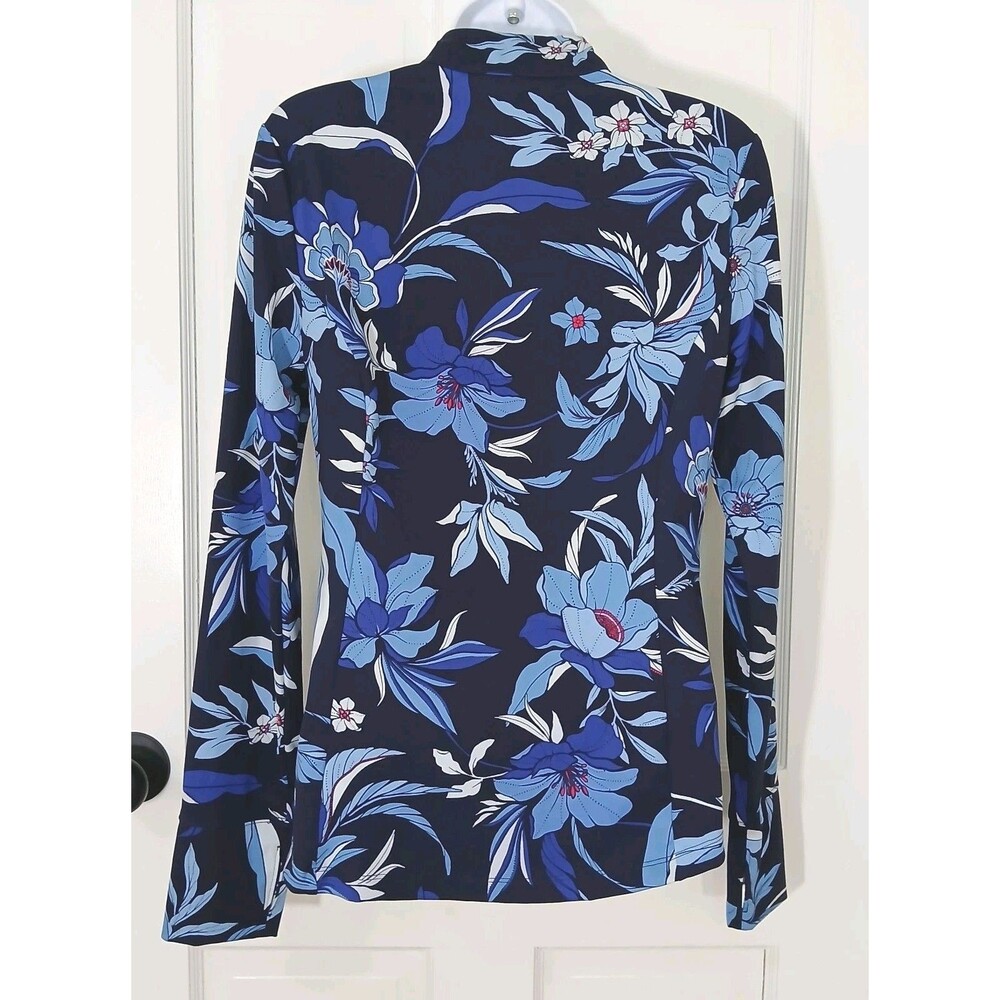 Tommy Bahama Everyday Active 1/4 Zip Pullover Women’s M Blue Floral Thumbholes - Picture 6 of 16